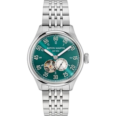 Aston Martin Aml Timeless TS1 MTTS1F504 Horloge - Leer - Zilverkleurig - Ø 41 mm