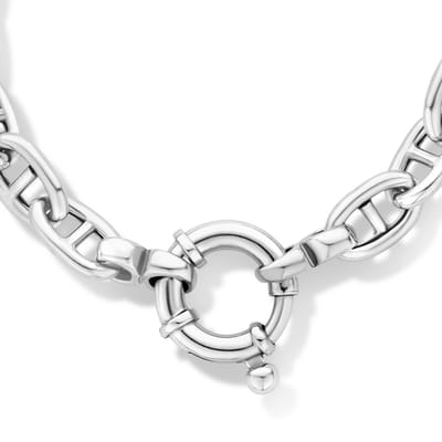 YO&NO - Ketting - koffieboon met groot springslot - 7,1 mm 45 cm - Zilver 925
