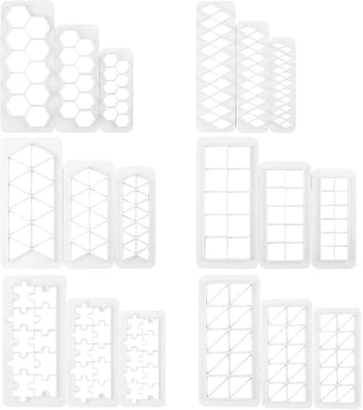 Dailygoods- Koekjesvormen 18 Stuks - Geometrische Uitsteekvormen - Antiaanbakoppervlak - Voor Taartdecoratie - 6 Stijlen/3 Maten - Eenvoudig te Reinigen - Koekjesuitsteekvormpjes