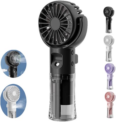 Handventilator - Ventilator Met Waternevel - Handmist Ventilator Oplaadbaar USB - met Watertank - 4 Standen - Verstelbare Koelventilator voor Zomer Buiten - zwart