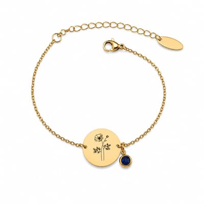 Geboortebloem Armband met Geboortesteen Goud