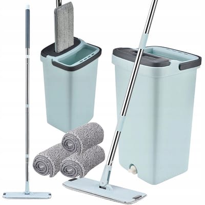 Yongkang Yiyu - Plat Mop met Emmer - 3x Microvezel - Tweevoudig Compartiment