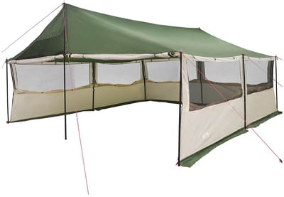 vidaXL - Familietent - met - dak - Groen - 600 - x - 400 - x - 268 - cm - Polyester - en - Staal