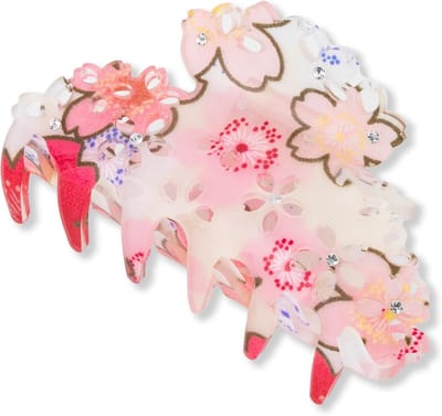 Grote Haarklauwclips met Japans Sakura Patroon voor Dik Haar