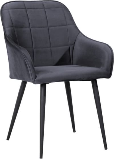 Soof&Tess - Set van 6 - Varese Eetkamerstoel - Antraciet- Fluweel - Velvet - Industrieel - Met armleuning - Easy Clean Stoffen - Hoge Kwaliteit