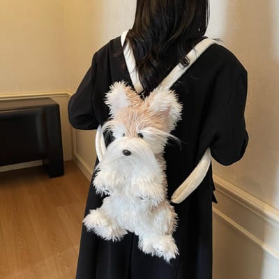 Treasuringu Kawaii Hond Pluche Rugzak Cartoon Puppy Pluche Tas Zacht Knuffeldier Schoudertas Kerst Verjaardag Cadeaus