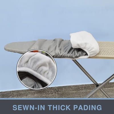 Premium Strijkplankhoes en Pad voor Kleine Strijkplanken - Dikke Vulling, Verstelbare Sluiting, Siliconen Coating