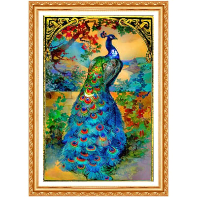 Peinture de diamant en cristal de paon, magnifique broderie complète de diamants, couture, décor d'animaux 20X30CM blue