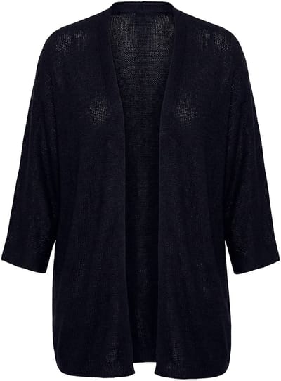 MIAMODA - Dames - Vest open model 3/4-vleermuismouwen - Zwart - Maat 46+
