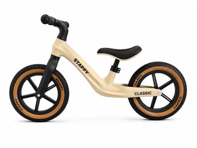 Stappy Classic loopfiets beige - 12 inch luchtbanden - vanaf 2 jaar - slechts 3kg - Verstelbare zadel