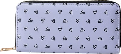 Juleeze Portemonnee 10x19 cm Wit Zwart Polyester Hartjes