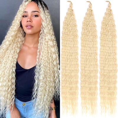 30 Inch Diepe Golf Haarextensions Synthetisch Krullend Vlecht Haar voor Zwarte Vrouwen