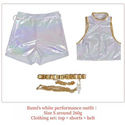 Cosplay Kostuums Witte Performance Kostuums voor K-Pop Meisjesgroep Volwassen Top + Korte Broek + Riem Festival Performance Kleding Outfit XL white