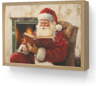 Wandlamp 40x30 cm - Oplaadbaar - Kerst - Kerstman - Winter - Open Haard - Wandlampen binnen woonkamer - Slaapkamer lamp - Decoratieve nachtlamp - Vloerlamp draadloos