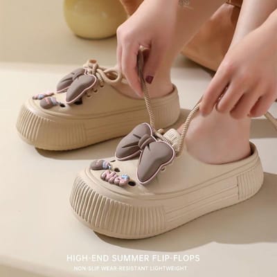 Sandalen DIY Plateau Sandalen voor Vrouwen Zomer Dikke Zool Strandsandalen Vrouw Bloemen Antislip EVA Klompen Tuinschoenen 40-41 kaki