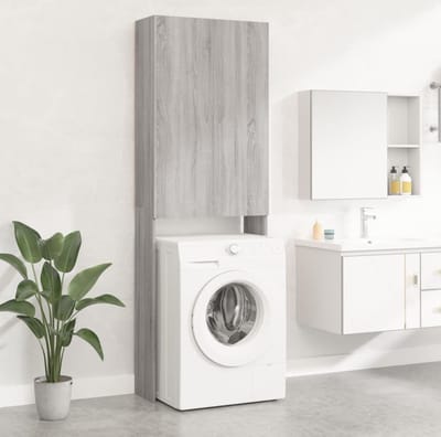 Wasmachine ombouw - Kast - Opbouwmeubel - Verhoger - Wasmachine meubel - Opbergkast - Hout - Grijs sonoma eiken