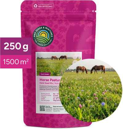 MRS Kruidenmix paardenweide - 250 gram voor ca. 1.500 m² - Mengsel van 12 soorten kruiden - Gezondheid & weerstand verhogend - Voor een smakelijke weide - Eenvoudig te zaaien