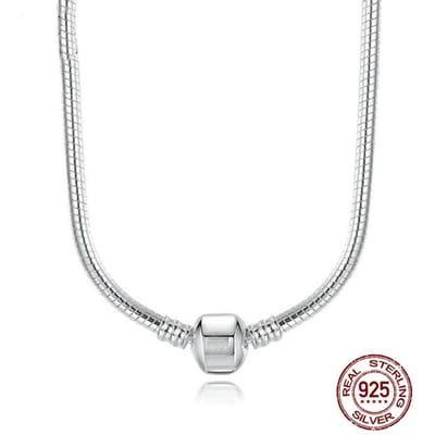 Charme 925 Sterling Zilveren Slang Ketting Veilige Bal Sluiting Kralen Charms Chocker Ketting Voor Vrouwen Mannen Bruiloft Diy Sieraden 45CM white