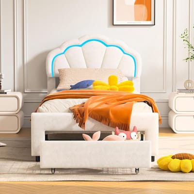 Wit bedframe - LED hoofdeinde - Slaapkamer inrichten - Met opberglade - 2.09 meter - Wit