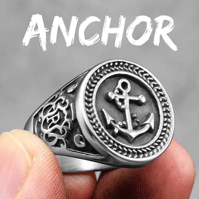 Anker Vuurtoren Oceaan Zeeman Schip Mannen Ringen Roestvrij Staal Punk Vintage Coole Dingen Mode Sieraden Voor Vrouwen Cadeau 11 white