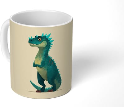 Mok - Koffiemok - Dinosaurus - Turquoise - Stekels - Mokken - 350 ML - Beker - Koffiemokken - Theemok