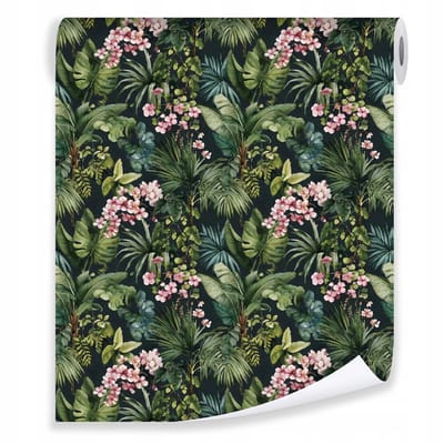 WALLARENA - Behang op rol - 50x1000 cm - groene bladerenprint - glad halfmat vliesbehang voor woonkamer en slaapkamer