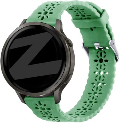 Bandz Siliconen 'Lace' bandje geschikt voor Garmin Vivoactive 6 / 5 / 3 / Vivomove / 3 / HR / Style / Luxe / Sport / Trend / Forerunner 645 / 570 / 245 / 170 / 165 / 70 / 55 / Venu / SQ / SQ2 / 2 Plus / Approach S12 / S40 / S42 / S44 - Lichtgroen