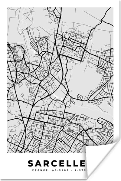 Poster Plattegrond - Sarcelles - Stadskaart - Kaart - Frankrijk - 120x180 cm XXL