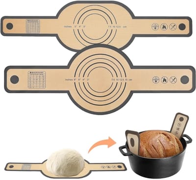 Daity Siliconen broodmat, herbruikbare bakmat met lange steel, gemakkelijk om brood stabiel over te brengen, hittebestendige beschermmat, geschikt voor de oven（2-pack）