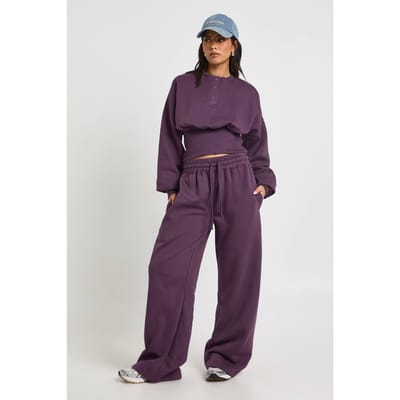 boohoo Dames Diep Zoom Henley Sweatshirt Trainingspak | Plum | Maat: XS