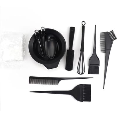 Kit de coloration capillaire 12 pièces Bol de coloration capillaire Peigne pour coloration capillaire Pinceaux pour teinture Couvre-oreilles pour salon de coiffure DIY noir