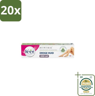 20 x Veet - Minima Ontharingscrème - Droge Huid - 200ml - Grootverpakking - Ontharing Crème - Droge Huid - Zijdezachte Huid - Huid Behandeling - Ontharing