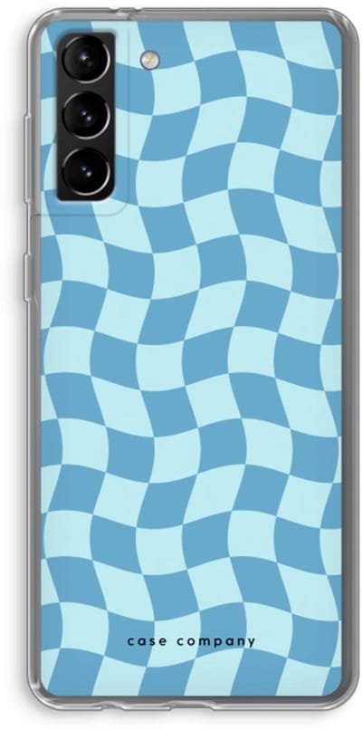 Case Company® - Hoesje geschikt voor Samsung Galaxy S21 Plus hoesje - Grid Blauw - Soft Cover Telefoonhoesje - Bescherming aan alle Kanten en Schermrand