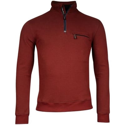 Baileys Trui Uni Color High Low Texture Sweat Half Zip Interlock Deep Red / male