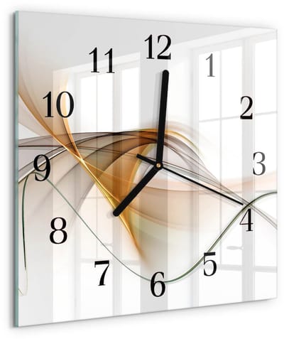 Tulup Wandklok - Abstractie Glazen Wandklok Design - 30x30 cm - Veelkleurig Klok Glas Met Opdruk - Zwarte Handen - Vierkante Wandklok - Glazen Klok Met Print - Wandklok Glas Met Motief
