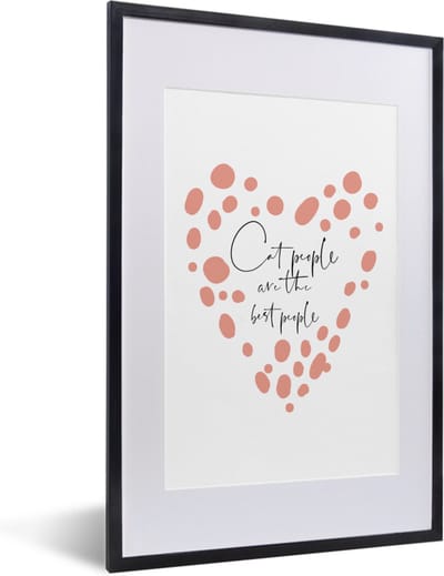 Fotolijst incl. Poster - Quotes - Cat people are the best people - Spreuken - Katten - 40x60 cm - Posterlijst