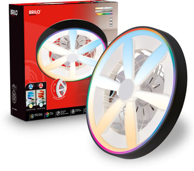 BRIlONER Air - Plafondventilator met RGB verlichting - LED plafondlamp met ventilator - dimbaar - 5 snelheden - ventilator lamp zomer- en wintermodus - RGB & CCT - Ø48cm - zwart