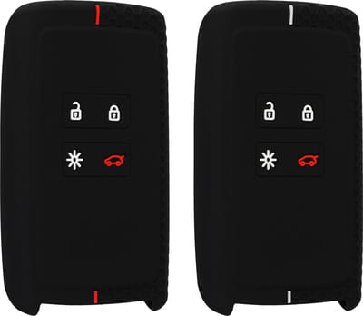 kwmobile 2x autosleutel hoesje - geschikt voor Renault 4-knops Smartkey autosleutel (alleen Keyless Go) - Autosleutel behuizing in zwart / rood / zwart / wit