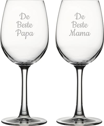 Gegraveerde witte wijnglas 36cl De Beste Mama-De Beste Papa