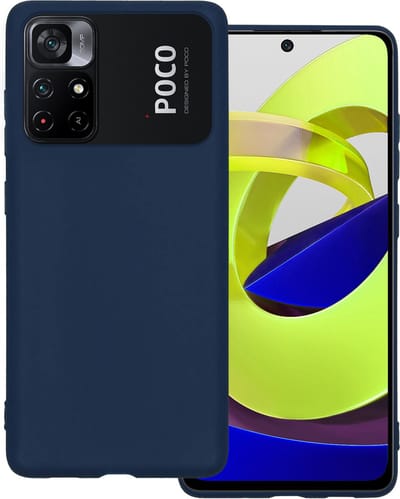 Hoesje Geschikt voor Xiaomi Poco M4 Pro 5G - Sterk & Shockproof - Hoes Cover - Siliconen Case - Donkerblauw