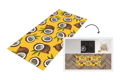 Keukenloper - Loper keuken - Kokosnoot - Hawaii - Tropisch - Bladeren - Design - 120x50 cm - Keukenloper vinyl