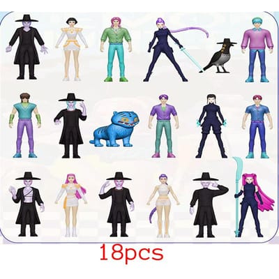 Demonen Jagers Actiefiguur 18 stuks/Set Kpop Speelgoed Derpys Tijger Rumi Mira Zoey Sussy Figuur Pop Voor Fans Cadeau blue