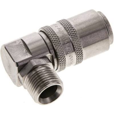 RVS DN 9 Tempereerkoppeling Snelkoppeling G 3/8 inch Buitendraad 90-deg