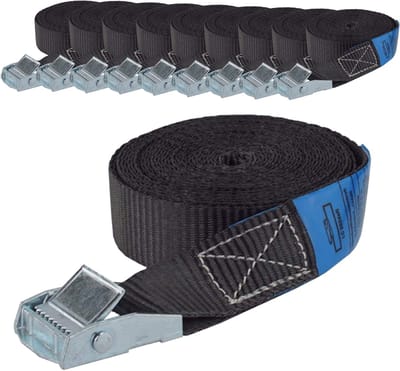 10x Spanband Spanband klemvergrendeling auto 1-delig 4m 250 kg ZWART