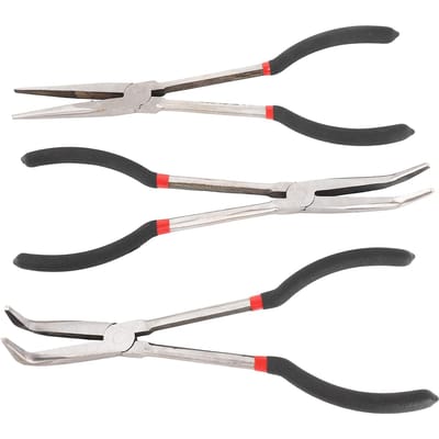 3 STUKS Puntbektang 11 Inch Staal Verlengd Recht 45 Graden 90 Graden Lange Neus Tang black