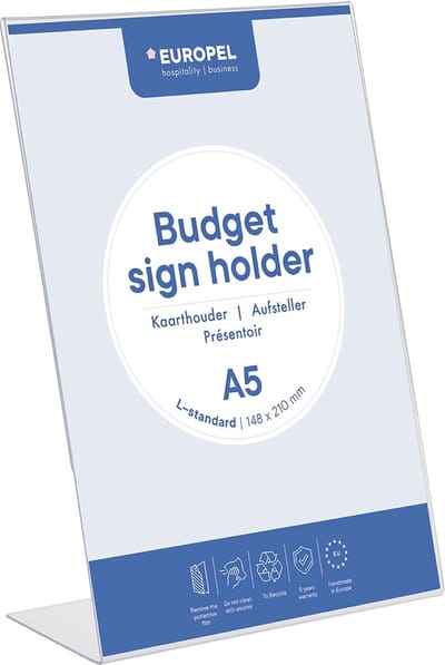 Europel folderhouder Budget, met L-voet, ft A5 10 stuks