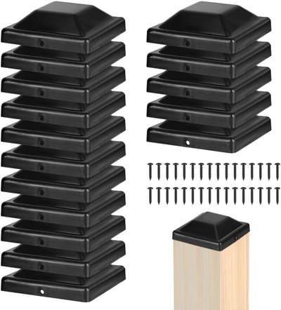 Dailygoods- Hekpaaldoppen 16 Stuks - Kunststof Doppen - Vierkante Zuildoppen - Bescherming Houten Palen - Eenvoudig te Installeren - Effectieve Bescherming tegen Erosie - Paaldoppen