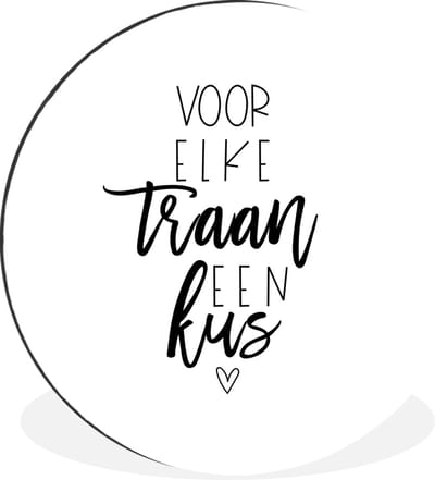 WallCircle - Wandcirkel - Muurcirkel - Sterkte - Quote - Zwart - Kus - Aluminium - Dibond - 30x30 cm - Binnen en Buiten