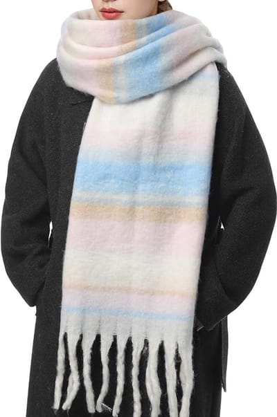 Warme sjaal - Kleurrijke wintersjaals voor dames - Warme en dikke gebreide sjaals - Dekensjaals - Stijlvolle kerstcadeaus - Cadeaus voor haar