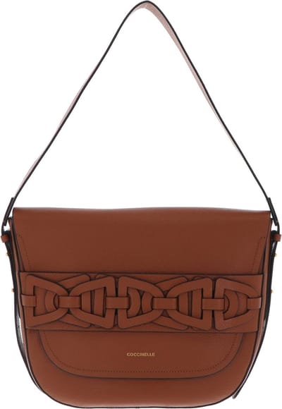 COCCINELLE Leren Schoudertas Avondtas Gitane Suede Crossbody Bag Caramel Bruine